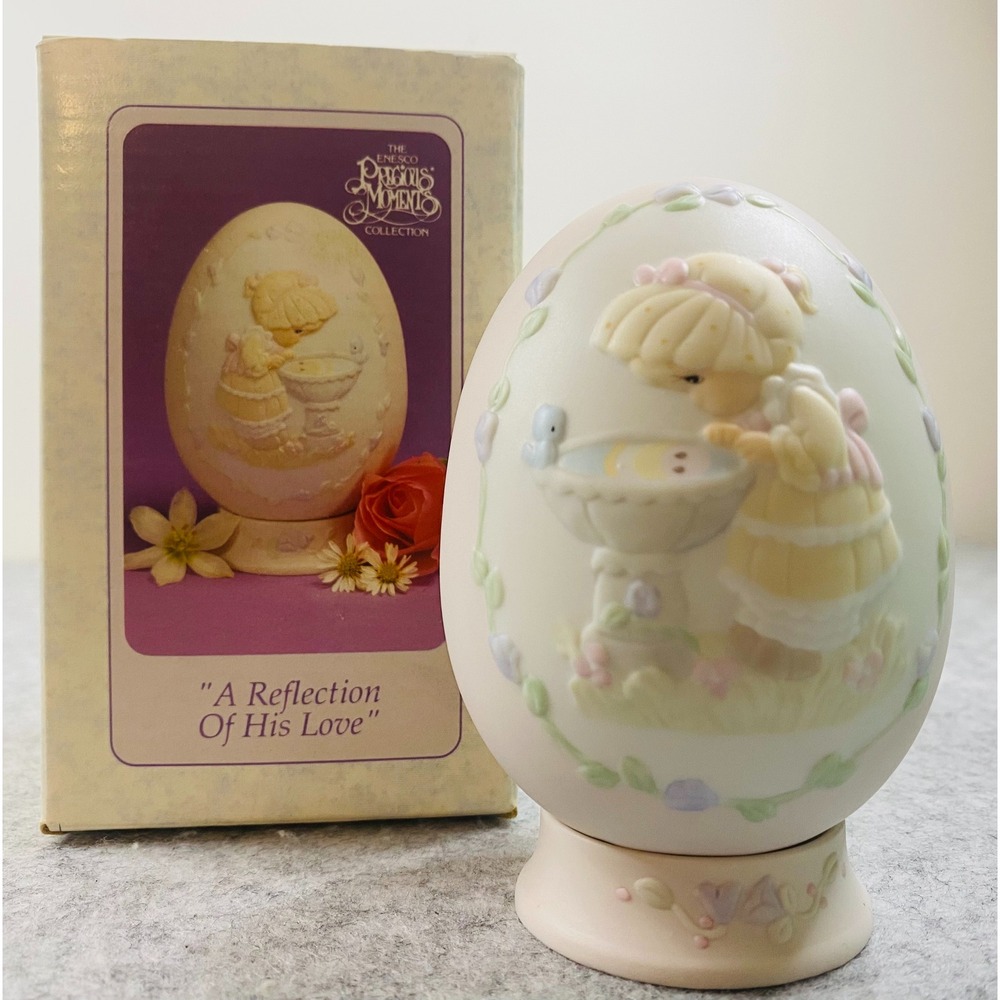 Precious Moments 1994 Enesco A Reflection Of His Love Porcelain Easter Egg  VNTG
